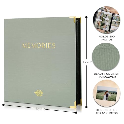 Large Linen Photo Album for 500 4x6 Photos - Hardcover Memory Keepsake Book