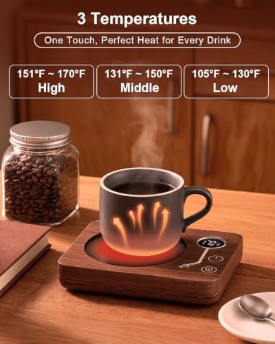 CEROBEAR DS1209 Vintage Phonograph Coffee Mug Warmer with 3 Temperatures & Auto Shut Off