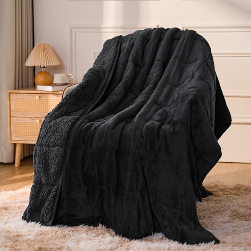 Weighted Blanket for Adults - 15 lbs Queen Size 60x80" Sherpa Fleece