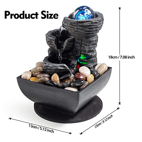 Indoor Tabletop Waterfall Fountain with LED Lights & Natural Rocks