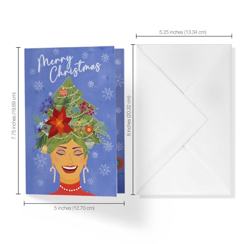 Hairstylist Christmas Card 5x7 with Envelope - Made in USA | 1Up Greetings (XmasHair1)