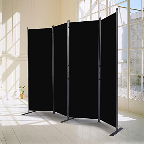 4-Panel Folding Room Divider, 88-Inch Portable Privacy Screen, Black