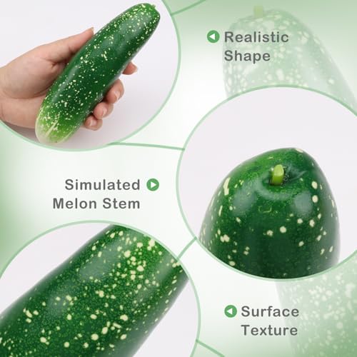 2 Pcs Realistic Artificial Cucumber Set, 6.5-inch Lifelike Fake Vegetable