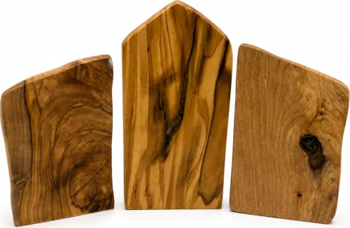 Olive Wood Nativity Set - Hand Carved 3-Piece Religious Christmas Decor