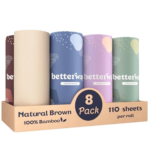 Natural Bamboo Paper Towels - 8 Rolls, 2-Ply Select-a-Size Sheets