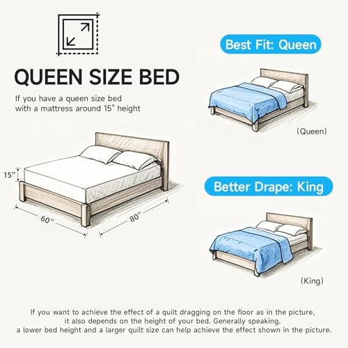 Lavsiry Red Full/Queen Quilt Bedding Set with Shams - 90x96, 3-Piece
