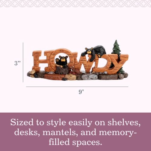 DEMDACO Bearfoots Black Bear Howdy Resin Figurine - Rustic Outdoor Decor, 9 Inches