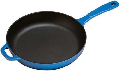 Lodge Enameled Cast Iron Skillet - 11-Inch, Vibrant Caribbean Blue for Perfect Cooking