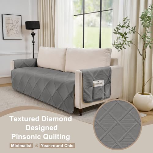 Water-Repellent Backless Loveseat Cover, 48" Cool Gray