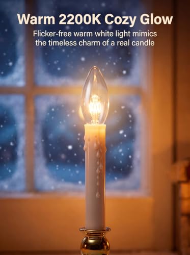 12-Inch Battery Operated LED Window Candle with Golden Base, Warm White, Timer