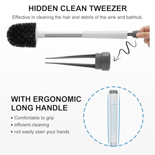 Toilet Brush and Holder Set - Auto Closing Lid & Long Handle Scrubber