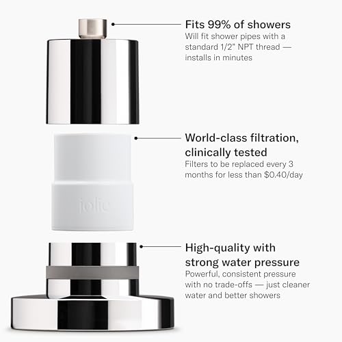 Filtered Showerhead for Hair and Skin Health, High Pressure Brushed Steel