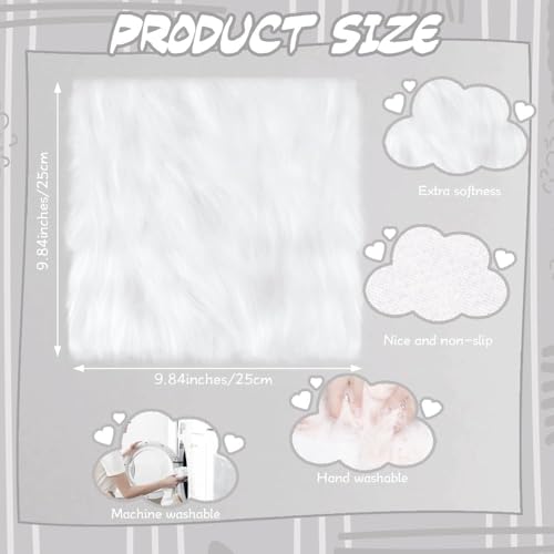 Square White Plush Locker Rug, 10x10 Inch Anti-Slip Locker Decor