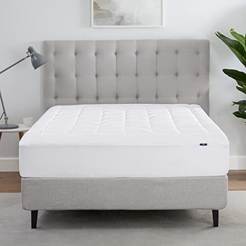 Comfortable Quilted Cotton Mattress Pad, Queen Size - 18" Deep Pocket