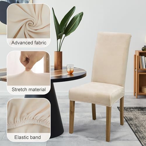 Stretch Velvet Dining Chair Covers Set of 6 - Washable & Detachable