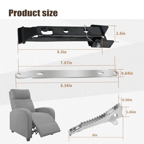 Threaded Recliner Ratchet and Pawl Replacement Kit for Rocker Armchairs