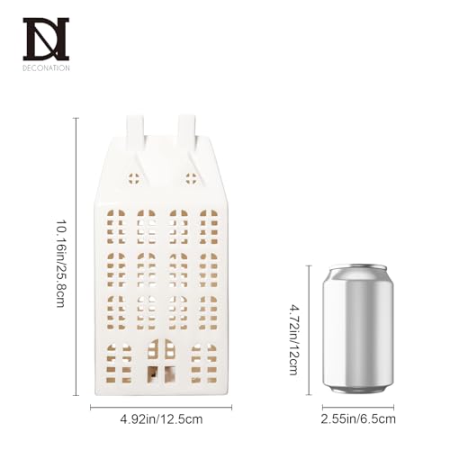 Light-Up White Ceramic Christmas Village House - LED Tabletop Decor
