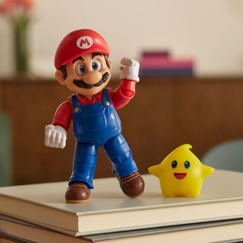5-Inch Mario Action Figure with Glow-in-the-Dark Luma Star Accessory