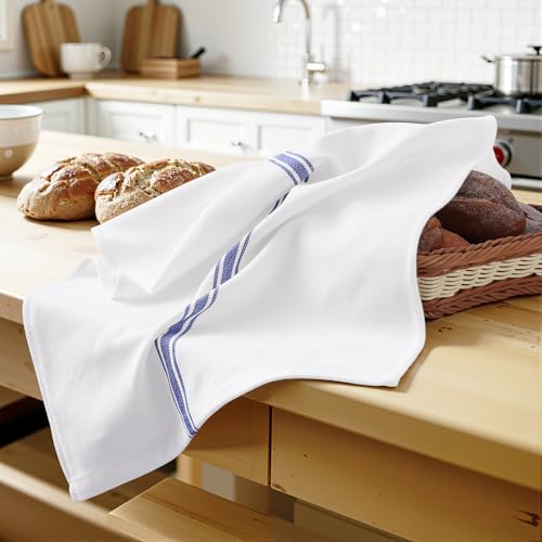 100% Cotton Kitchen Towels 6-Pack, Absorbent Dish Cloths with Hanging Loop