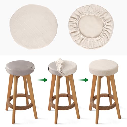 Waterproof Round Stool Covers - 4 Pack, 16-18 Inch, Beige