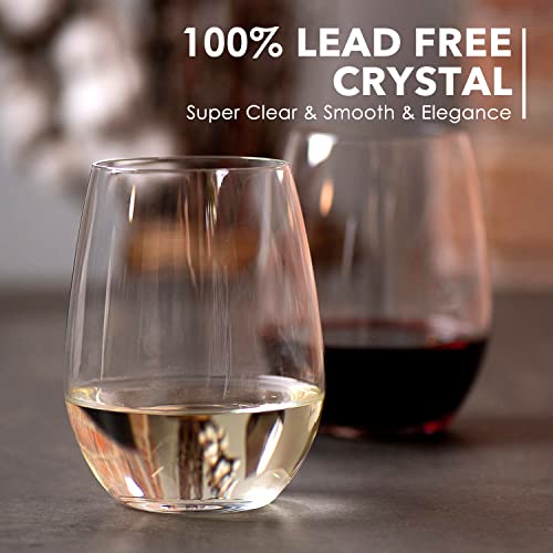Chouggo Set of 6 Hand Blown Crystal Wine Glasses 18oz - Elegant Gift for Wine Lovers