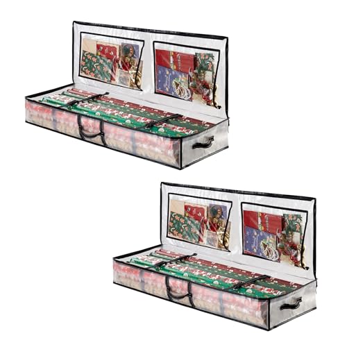 Clear Wrapping Paper Storage Box 2 Pack 40 Inch Underbed Container