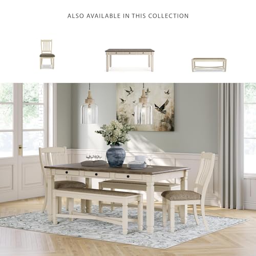 50-Inch Upholstered Dining Bench, Antique White Farmhouse Seating