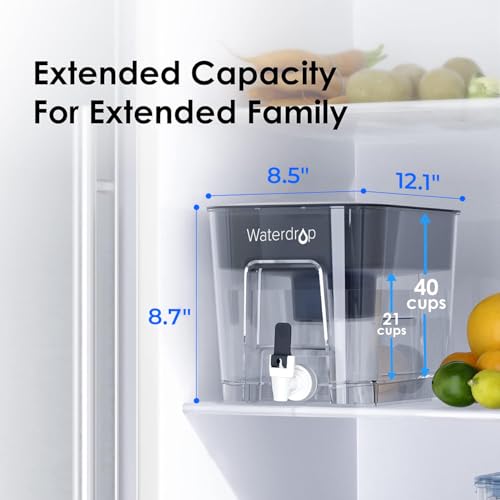Large Water Filter Dispenser Pitcher for Fridge - BPA Free, 200-Gallon