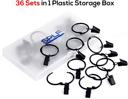 36-Pack Metal Openable Curtain Rings with Clips for 1-Inch Rods