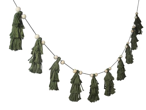 Pastel Christmas Tassel Garland with Wood Beads - Holiday Decor for Mantel & Kids Room