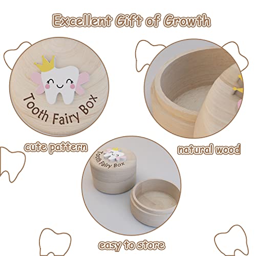 Tooth Fairy Wooden Keepsake Box - Lost Tooth Storage Box for Kids