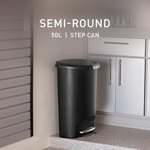 50 Liter Kitchen Step Trash Can with Secure Slide Lock and Steel Pedal