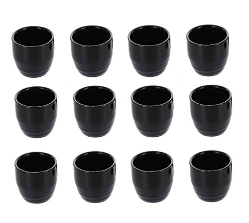 Set of 12 Japanese Porcelain Sake Cups - Small Tea & Sake Cups, Microwave & Dishwasher Safe
