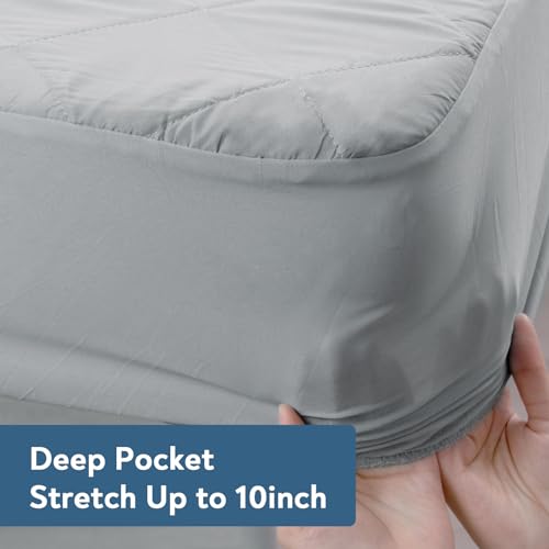 Waterproof Quilted Cot Mattress Pad, Grey, 30" x 75"