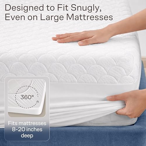 Ultra Soft Waterproof Mattress Protector King - Deep Pocket with Leak-Proof Edge