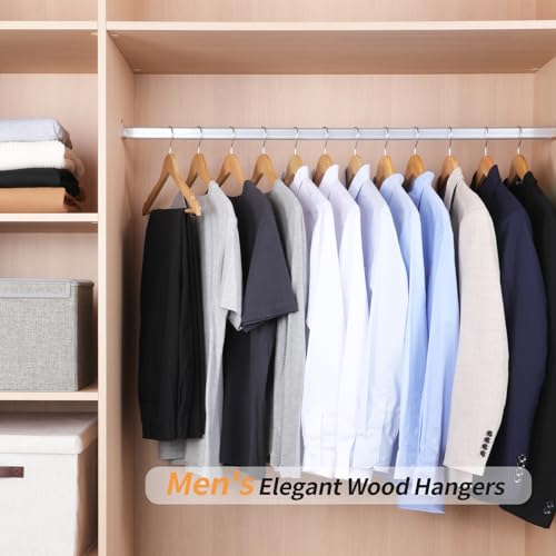 Natural Wood Suit Hangers for Closet Organization 20-Pack