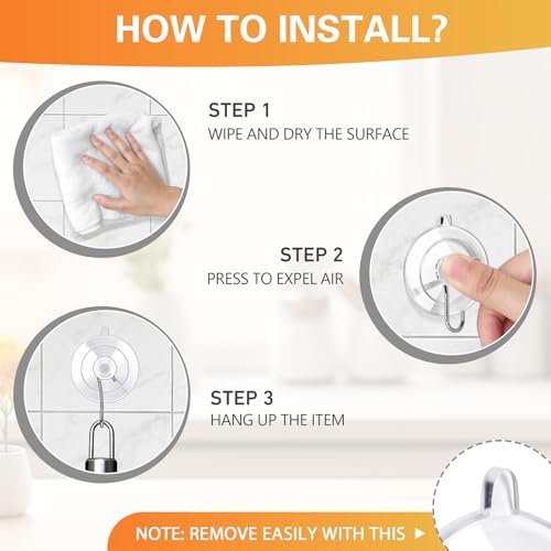 Heavy-Duty Suction Cup Hooks - 12 Pack, 10LB Capacity, Clear Reusable Hooks