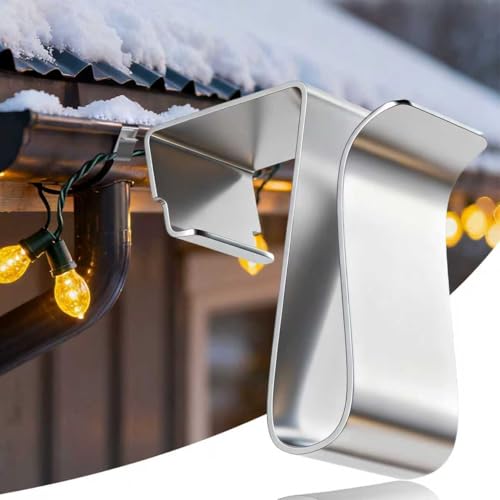 50-Pack Metal Gutter Clips for Outdoor String Lights and Holiday Decor