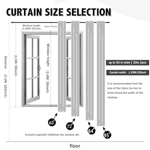 Double Layer Star Blackout Curtain with Sheer Overlay, 52 x 63 Inch