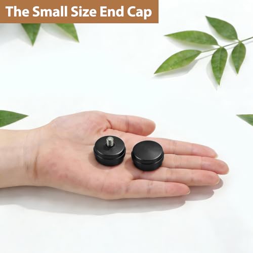 Small Curtain Rod End Cap Finials, Set of 2, Black for 5/8 or 3/4 Inch Rods