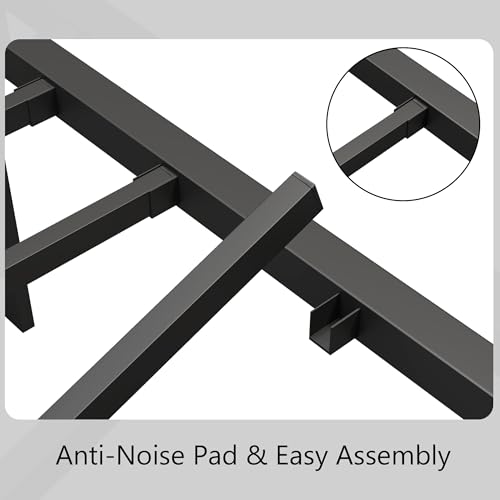 Queen Size Metal Platform Bed Frame with Headboard and Footboard, Black