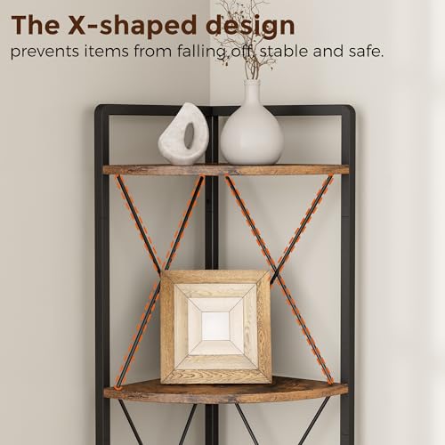 6-Tier Tall Corner Bookshelf, 78-Inch Industrial Metal Storage Display Stand