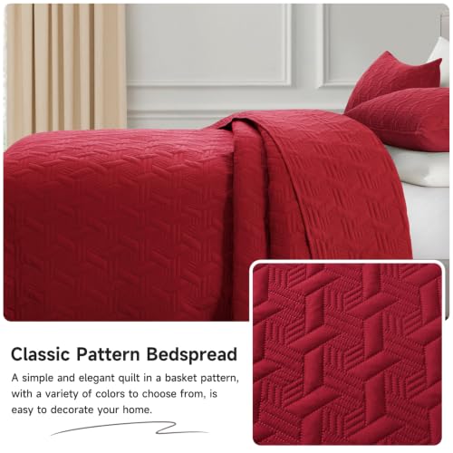 Lavsiry Red Full/Queen Quilt Bedding Set with Shams - 90x96, 3-Piece