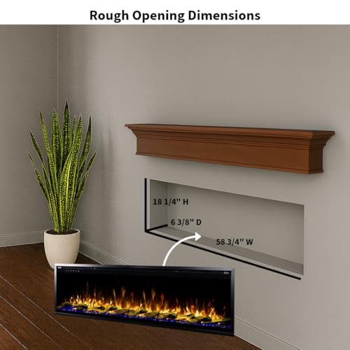 60-Inch Smart Electric Fireplace Wall-Mount Recessed Heater