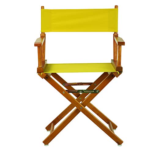 Solid Wood Director's Chair, Foldable Portable Seat with Yellow Canvas