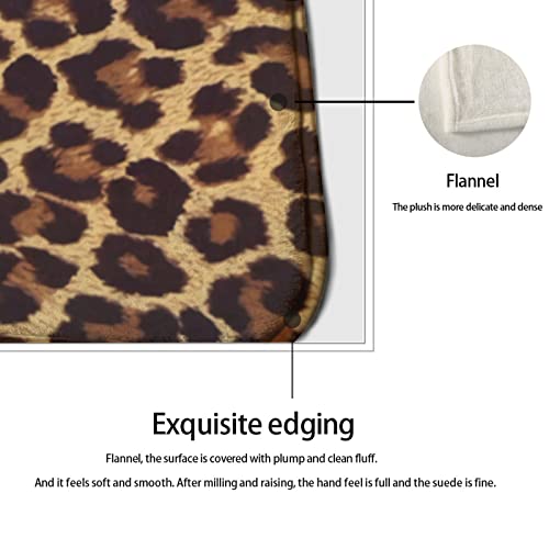 Leopard Print Kitchen Rug Set, 2-Piece Non-Slip Washable Flannel Floor Mats