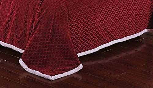 Luxury Micro-Sherpa King Blanket Burgundy Ultra Plush Heavy Weight Wave Pattern