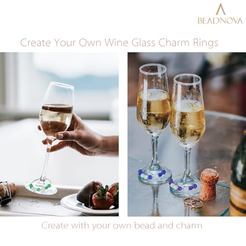 BEADNOVA 120 Pcs Gold Plated Wine Glass Charm Rings 25mm Beading Markers for Parties & Weddings