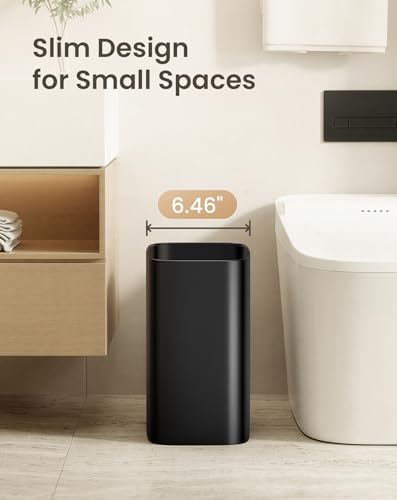 3.4 Gallon Stainless Steel Bathroom Trash Can Open Top Wastebasket
