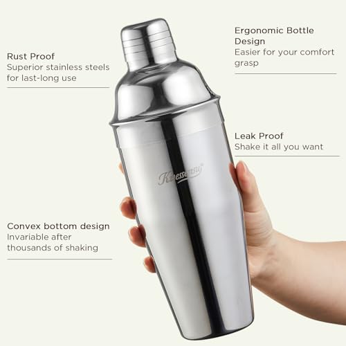 24oz Stainless Steel Cocktail Shaker Set with Strainer, Jigger & Spoon